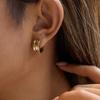 Yori Gold Silver Mix Color Wide Three Layer Earrings for Women 18K Gold Waterproof Plated Versatile Daily Jewelry Bijoux
