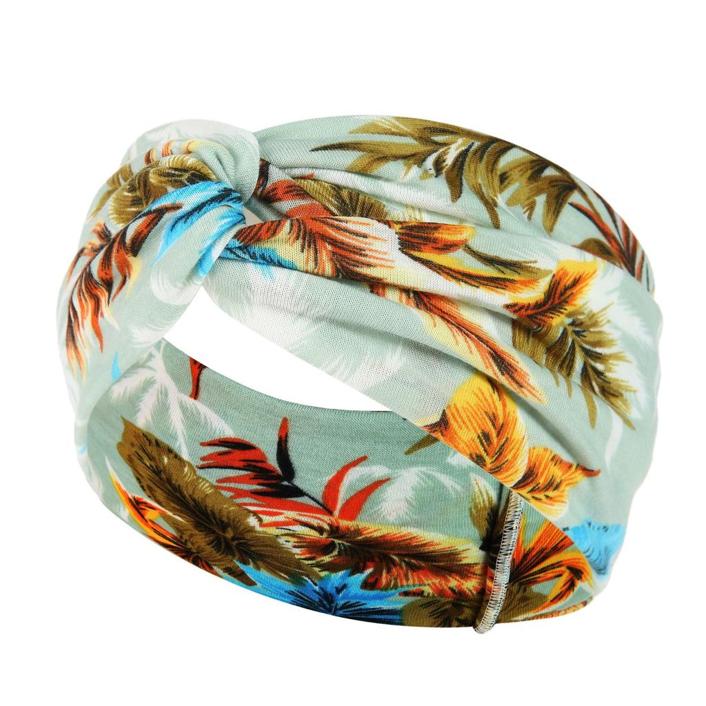 DX~~~ New Wide Brimmed Crossover Headband Lady's Bohemian Print Knitted Headband Sweat-wicking Bandana Sports Yoga Headband