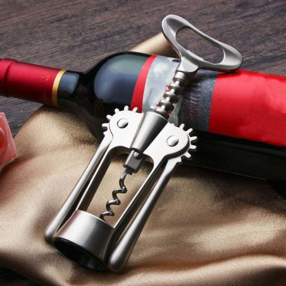 Stainless Steel Wine Corkscrew Wing Design Wine Cork Remover Spiral Bottle Opener Household