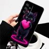 Аниме мультяшный кот иллюстрация Для Samsung A73 A72 A71 A55 A54 A53 A52 A51 A13 A22 A16 A15 A12 A14 A26 A07 5G Черный чехол для телефона
