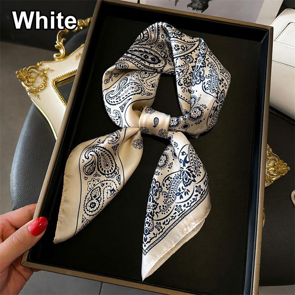 1Pcs Paisley Print Imitation Silk Scarf Breathable Neckerchief Square Scarf  Fashion Accessory