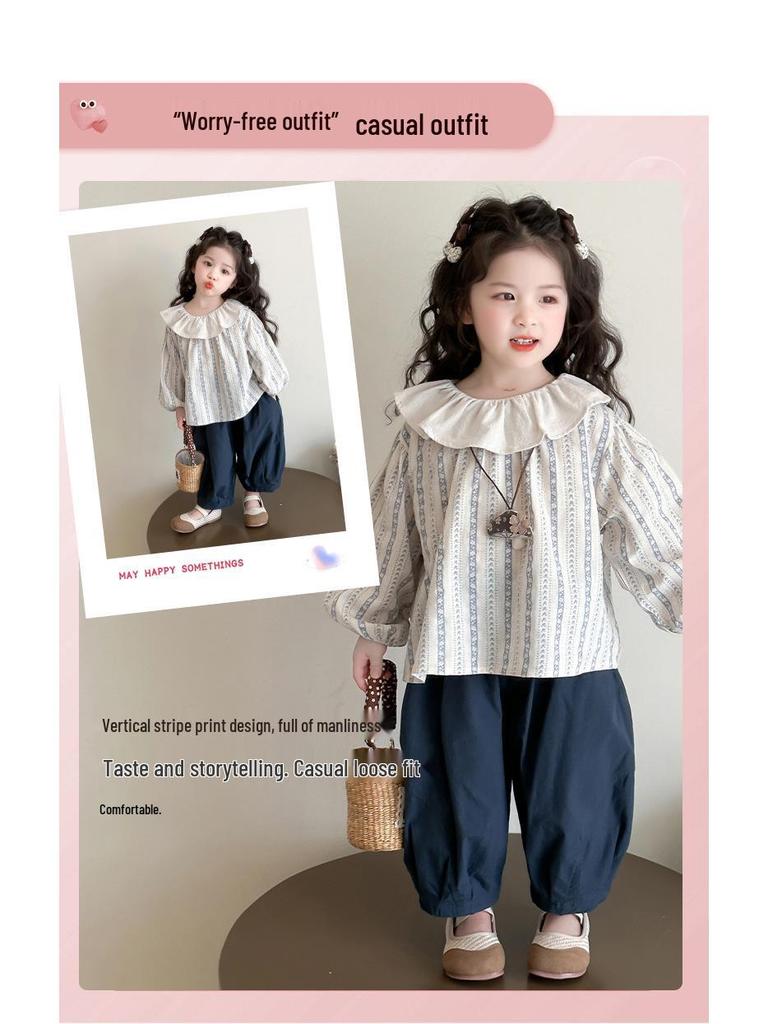 Girls' Autumn Babydoll Fashion Set: 2025 Mori-Style Trendy Two-Piece Outfit