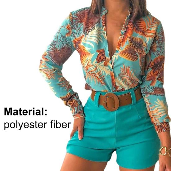 Элегантная офисная блузка для женщин, с воротником-стойкой, однобортная, с цветочным принтом, длинным рукавом, на пуговицах, для весны/лета