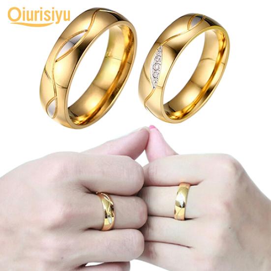 Women's Men's 18K Gold Plated Engagement Wedding Band Ring Zirconia Jewelry Gift Fashion Jewelry