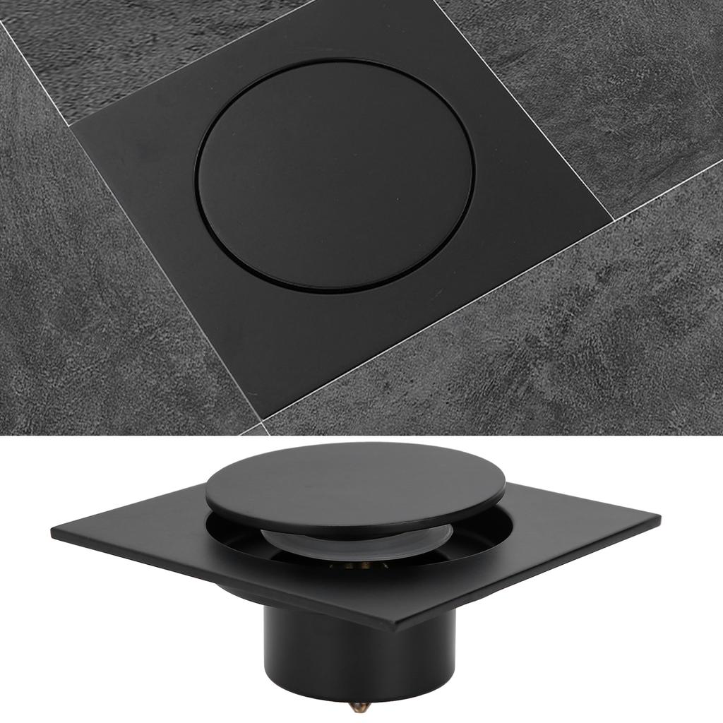 Floor Drain Strainer Pop Up Type for Bathroom Shower Toilet Fast Draining Square AntiOverflow OdorResistant(Black )