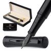 Wordsworth Black Fountain Pen Medium 24 Ink Ink Refill Converter Gift Unisex & Set, Nib, Cartridges, & Box, Calligraphy, [All Black],