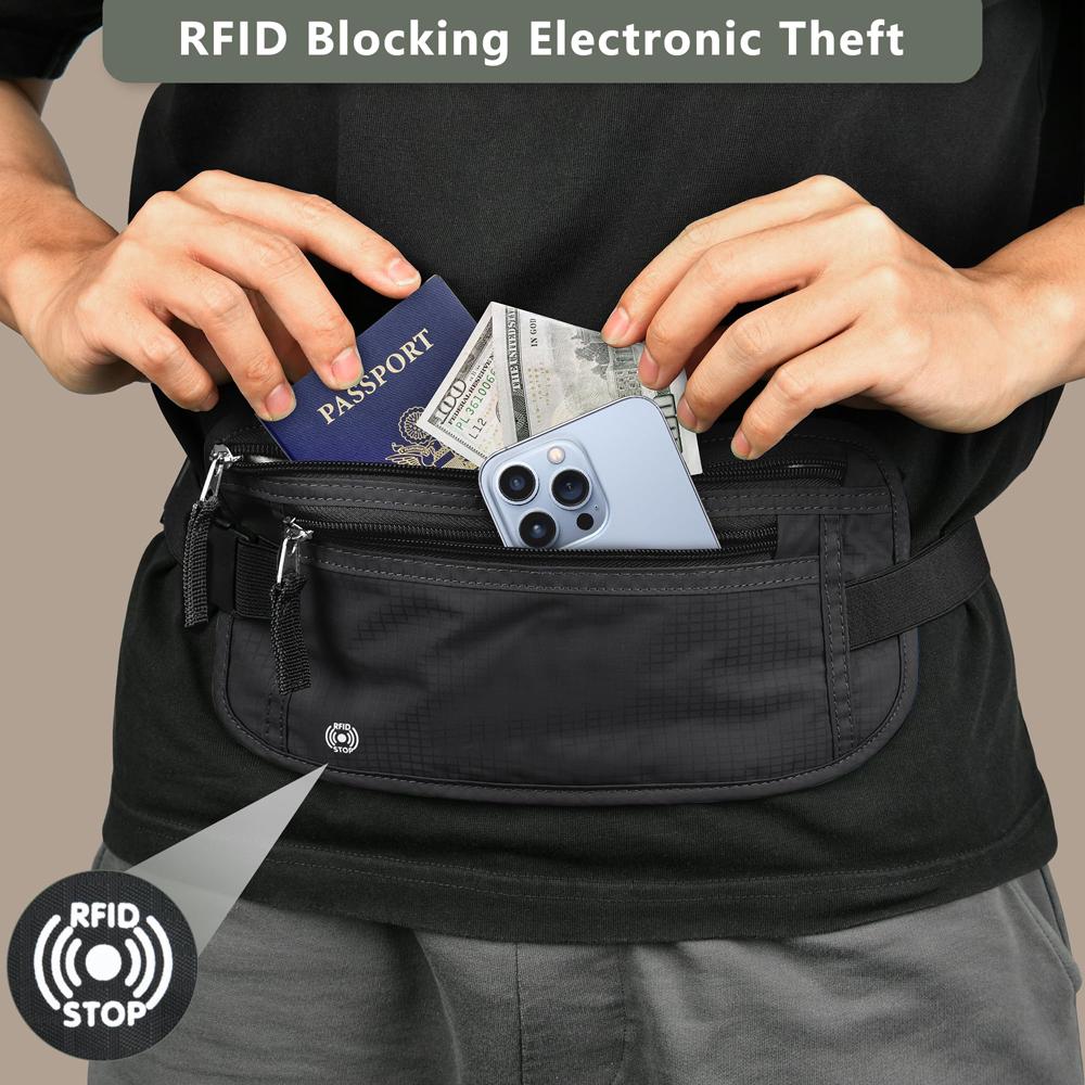 Дорожная поясная сумка Обложка для паспорта с защитой от кражи RFID Тонкий дорожный кошелек для женщин и мужчин