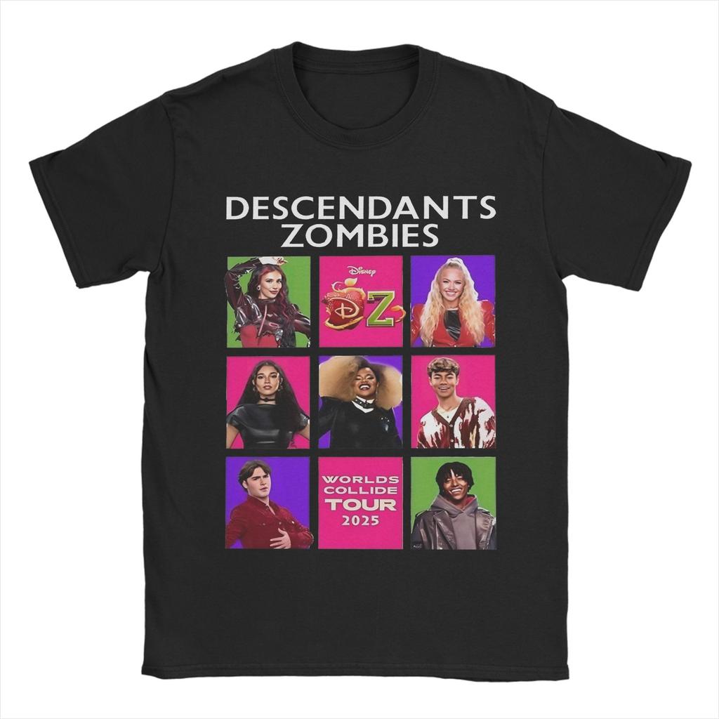 Принтованные футболки Descendants Zombies Worlds Collide Tour 2025 5881271464.6490 Мужские хлопковые с коротким рукавом и круглым вырезом Летние топы