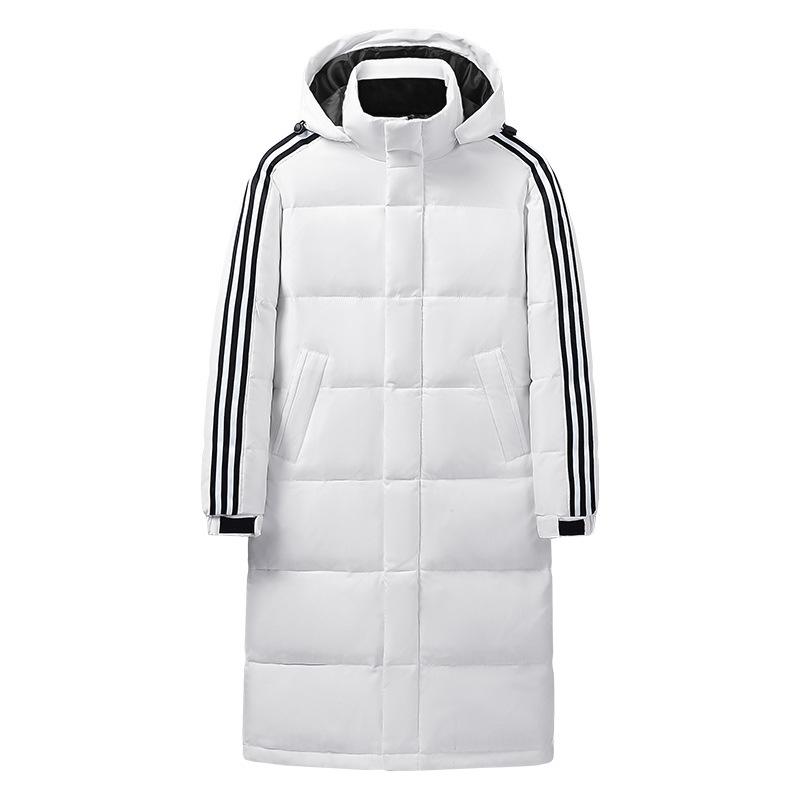 Куртка-пуховик Three Bars White Duck для мужчин и женщин, длинная куртка с капюшоном, утолщенное термопальто
