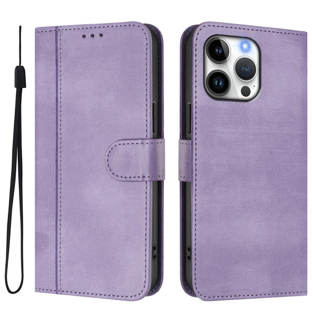 For iPhone 16 Pro Max Cases Wallet Stand Retro Texture Leather Phone Cover with Lanyard