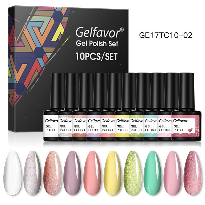 Gelfavor 6/10 шт., 8 мл, набор гель-лаков для ногтей, замачиваемый УФ-гель-лак, яркий для дизайна ногтей, светодиодная/УФ-лампа