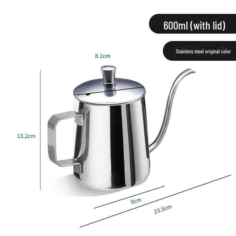 Кофейник из нержавеющей стали 304 с ручкой из цельного дерева, узкий носик, 600 мл