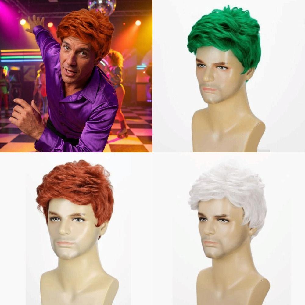 Green White Orange Men Wig with Bangs Natural St. Patrick's Day Wigs Carnival Party