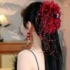Elegant Temperament Feather Tassel Hair Clip For Women Girls Exaggerated Large Shark Clip  Hair Accessories Gifts