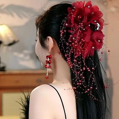 Элегантный темперамент перо кисточка заколка для волос для женщин девушек преувеличенная большая заколка-акула аксессуары для волос подарки