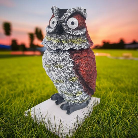 Статуя совы, ночник, реалистичная садовая статуя совы со светящимися глазами на солнечных батареях