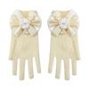 Kids Girl White Black Mesh Bow Lace Gloves - Elegant Party Supplies For Birthday Ceremony Coronation Accessories