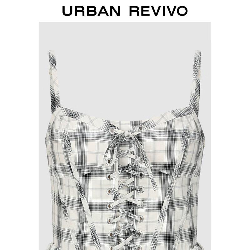 UR2025 Женское модное мини-платье А-силуэта на бретелях, с цветными блоками