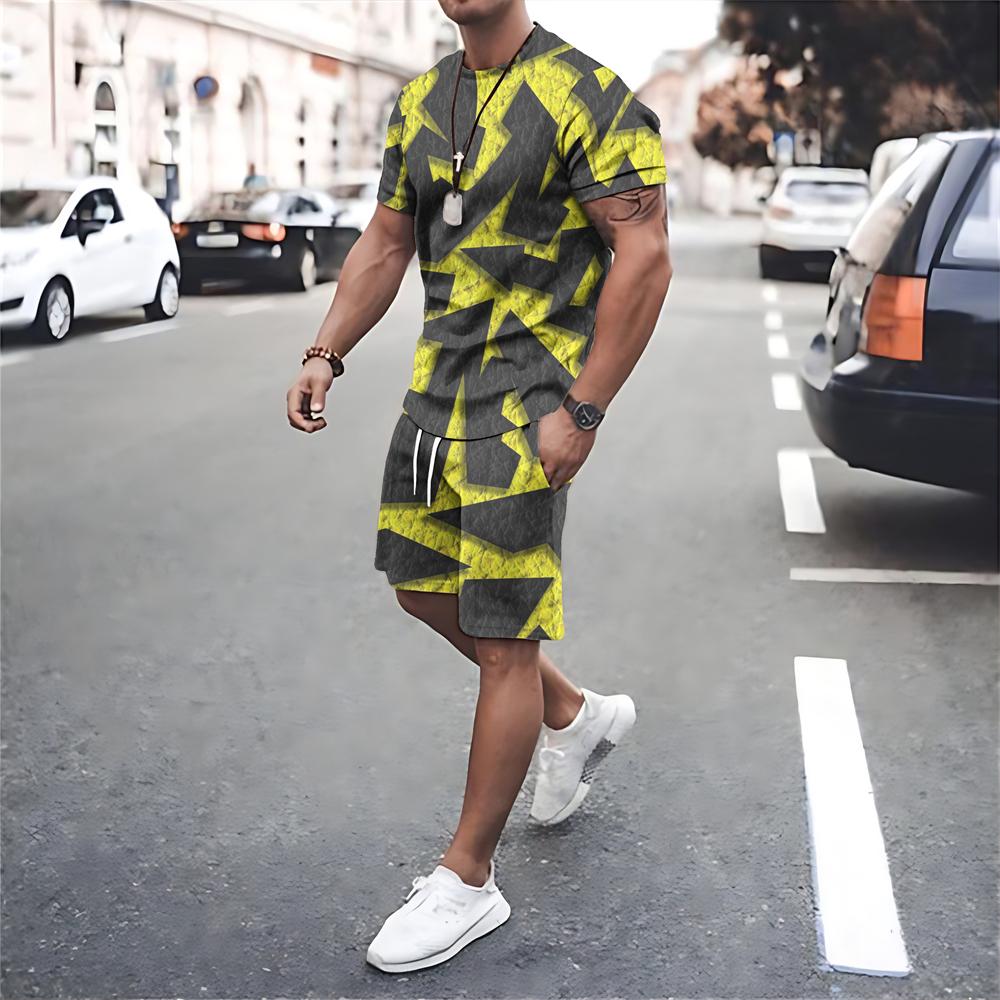 Мужская одежда Летняя футболка с коротким рукавом Шорты Наборы Мужские спортивные штаны Мужские спортивные костюмы Футболки больших размеров Костюмы Уличная спортивная одежда