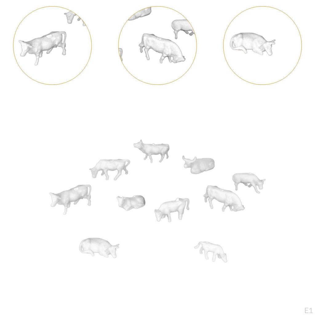 10Pcs 1/87 Scale Cow Model Miniature Cows Role Play Figure Farm Animal Diorama Scenery for