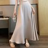 Women Fishtail Skirt High-Waisted Satin-Like Breathable Maxi Skirt Solid Color Office Skirt Work Leisure Daily Wear