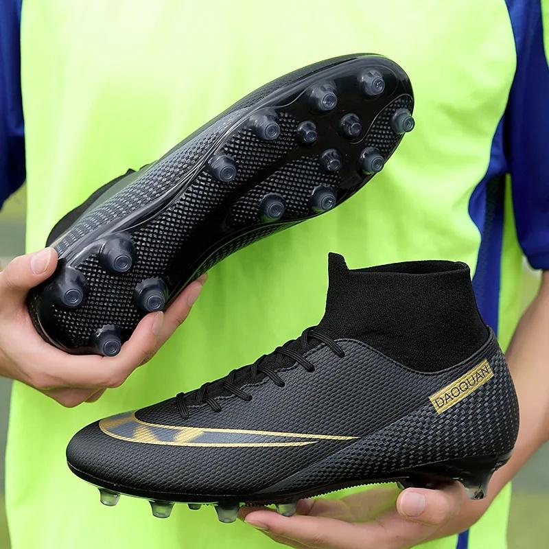 Plus Size Football Shoes Men's High Top Youth Student Competition Training Shoes Artificial Turf Long Spike Basketball Shoes