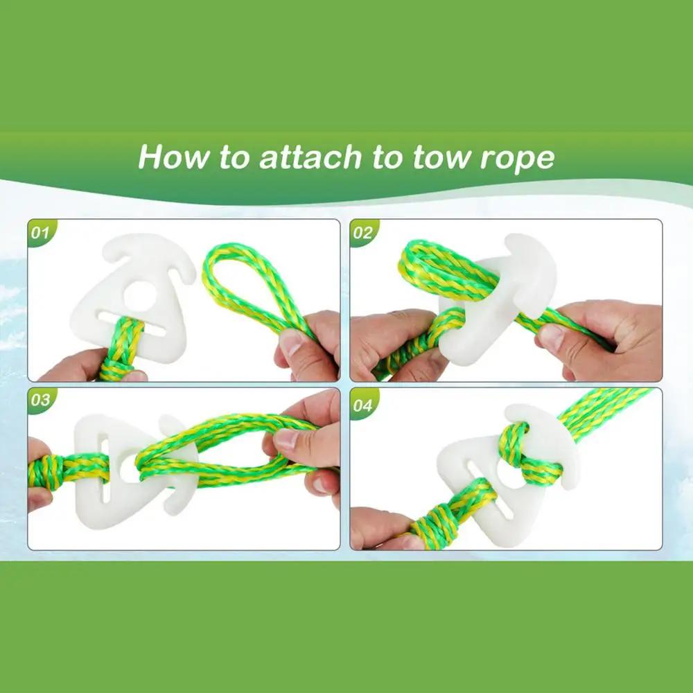 17FT Heavy Duty Boat Tow Rope with 2 Hooks, Floating Ski Harness for Wakeboarding Tubing, Water Sports Towing Line