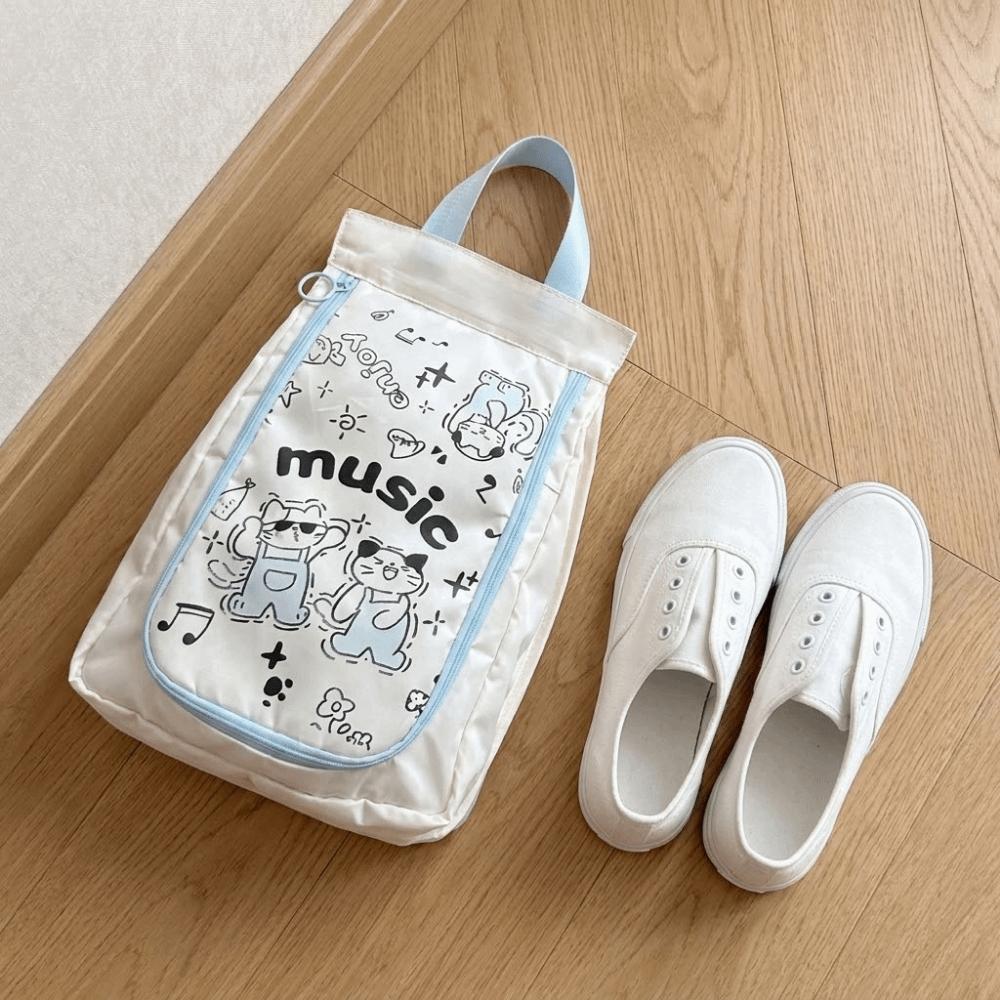Thickened Shoe Storage Bag Cartoon Animal Shoes Pouch Portable Cartoon Shoes Organizer Travel
