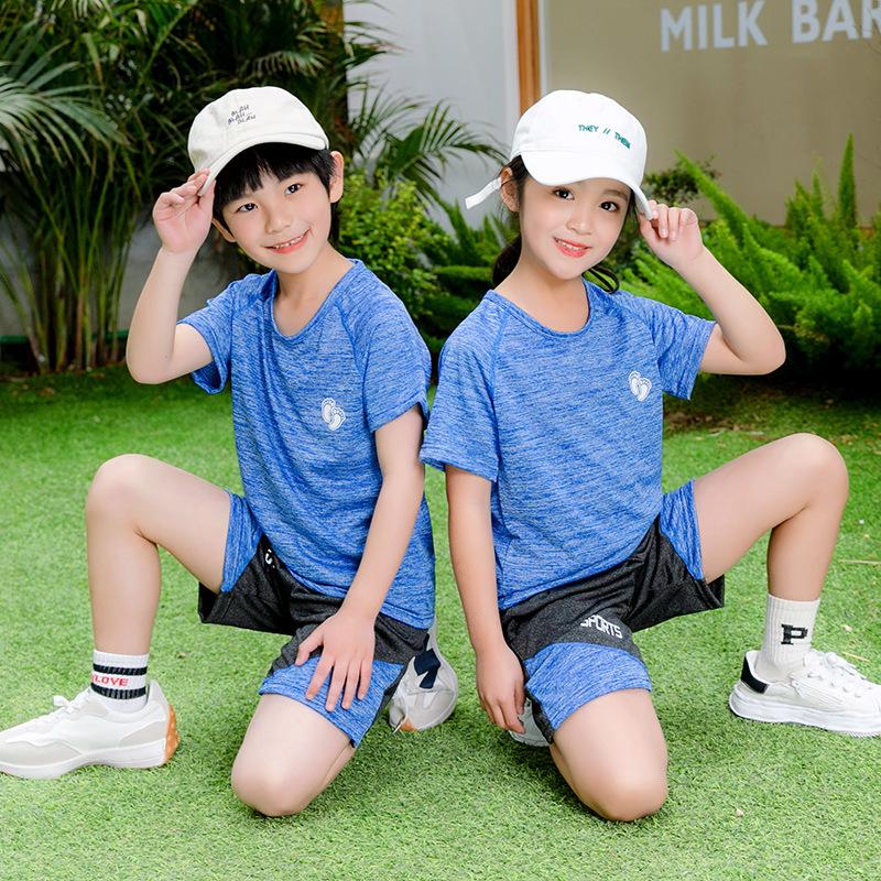 Детский летний быстросохнущий сетчатый костюм с короткими рукавами для мальчиков, спортивная одежда для девочек