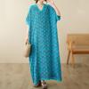 Short Sleeve Plus Size Vintage Floral New In Dresses for Women Casual Loose Maxi Long Summer Dress