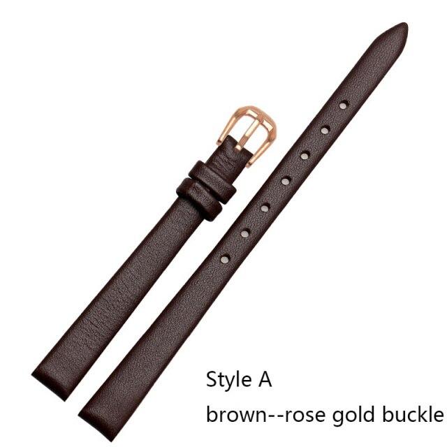 Женский браслет для часов из натуральной кожи, модный ремешок для часов, наручные часы, мини-ремешок 6 мм, 8 мм, 10 мм, 12 мм, 14 мм, маленький размер, красный ремешок для часов