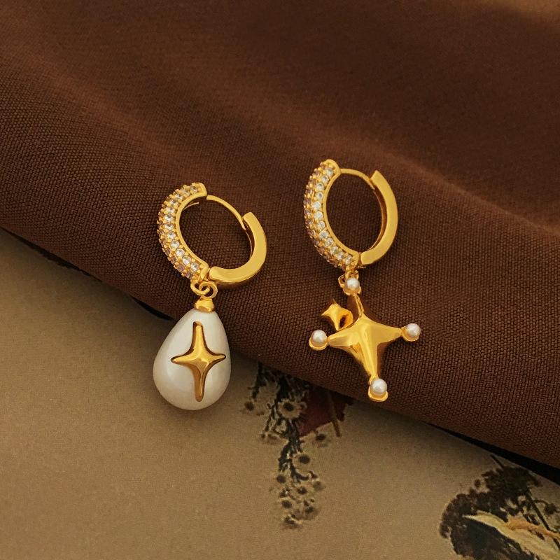 Нишевые серьги в стиле ретро, ​​асимметричные серьги-капли с пряжкой для ушей астрального дизайна