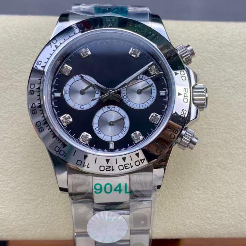 Мужские автоматические механические часы Rolex Daytona 40 мм, многофункциональные, с инкрустацией бриллиантами.