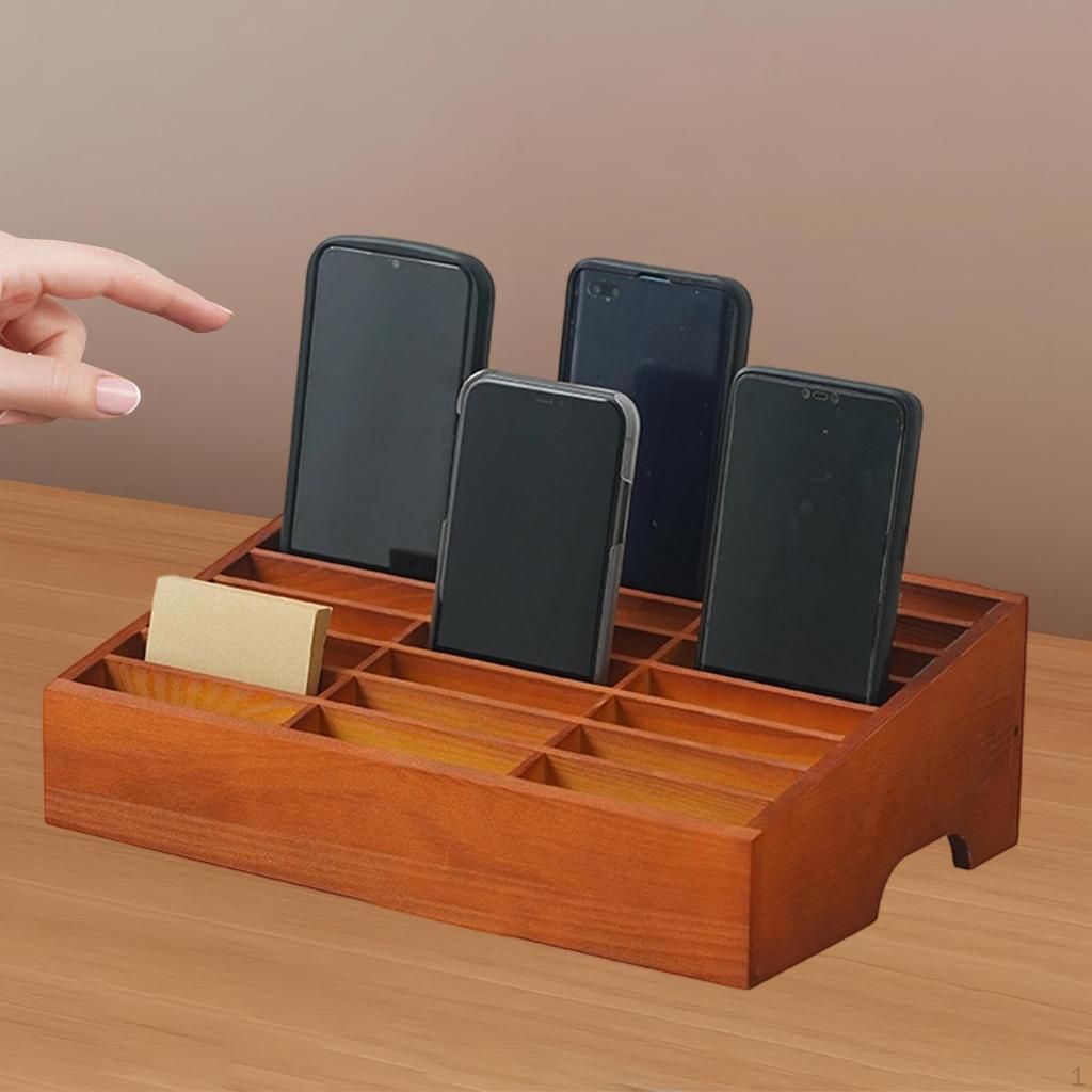Desktop Storage Phone Management Multifunctional Rustic Tabletop Organizer 36 Grid for Desk