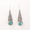 Natural Blue Copper Turquoise Gemstone 925 Sterling Silver Jewelry Earrings 1.9" EE-165-43