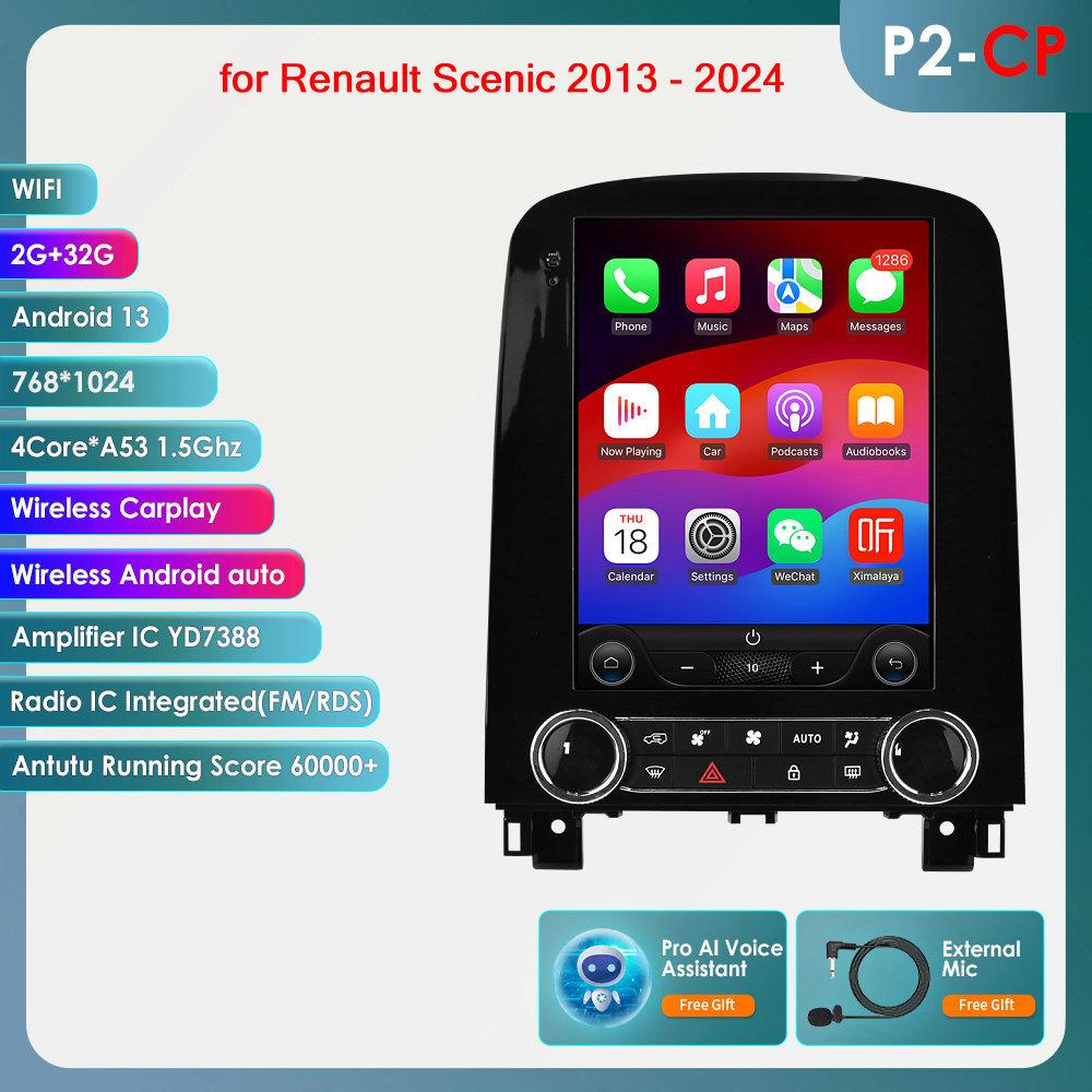 Hizpo 9.7 Tesla Style Carplay 4G 2Din Android автомобильное радио для Renault Scenic 2013 - 2024 мультимедийный видеоплеер GPS DSP Autoradio интеллектуальный экран