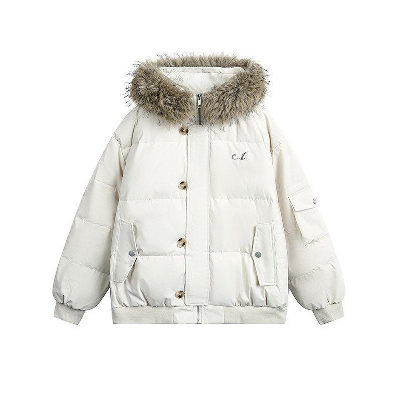 Womens Warm Hooded Cotton Padded Coat With Faux Fur Trim Winter 2026 Short Length Plus Size Outerwear