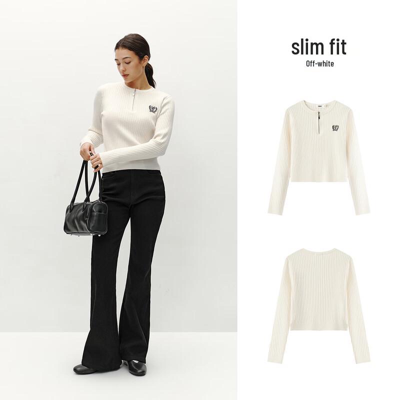 Женский вышитый свитер Semir облегающего кроя на молнии до середины