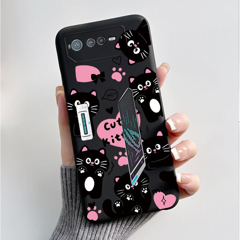 For Asus ROG 6 Case For ROG Phone 6 Pro / 6D Fashion Butterfly Flowers Bumper Soft Black Silicone Cover For Asus ROG6 ROG6D Case