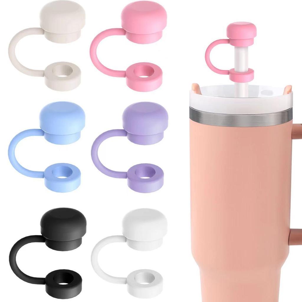 Straw Covers Cap Reusable Silicone Straw Toppers Compatible with Cup Spill Leak Stopper Splash Dust Proof Straws Cover