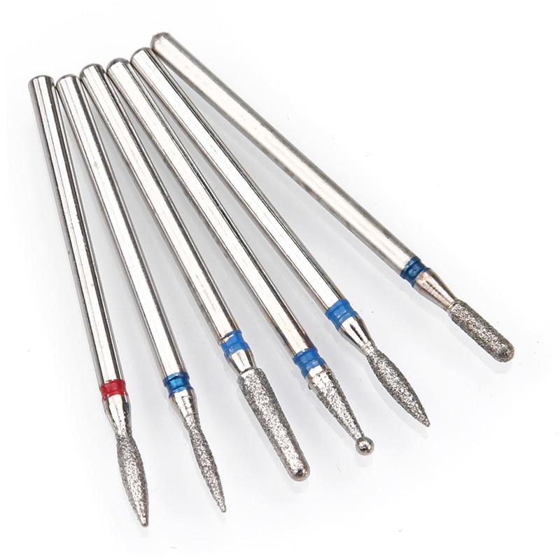 6 шт. алмазные фрезы для ногтей, набор сверл для маникюра, аксессуары для педикюра, электрическая машина, кисточка для ногтей, инструменты для заусенцев