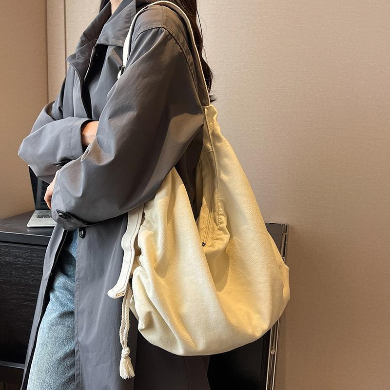 Canvas Bags Large Capacity New Style for Girls Solid Color Dumpling Bags One Shoulder Crossbody Bags