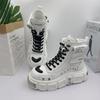 Модные мужские ботинки с высоким верхом Универсальные белые повседневные на толстой подошве в панк-стиле Рыцарские ботинки Нишевый тренд Мужская мода Ботинки с заклепками Botas Hombre