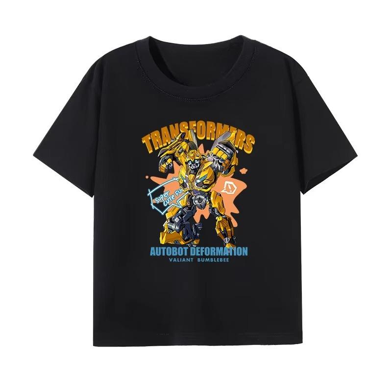 Transformers Optimus Prime Childrens Tshirt 2026 New Summer Pure Cotton Western Style Parent Child Half Sleeve Top Summer