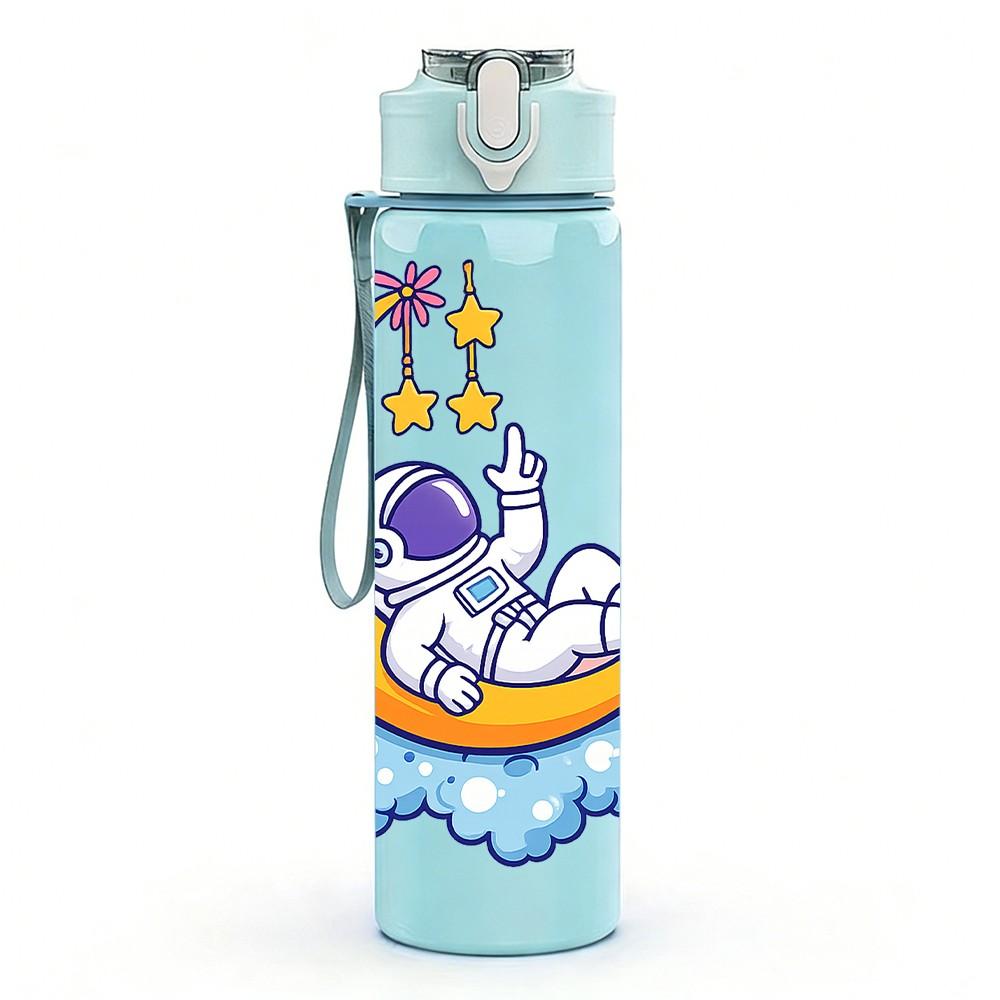 1PC Moon Star Sleeping Kid 750ml Color Plastic Sports Water Bottle Leakproof Flip Straw Lid Suitable for Sports Office Home Use