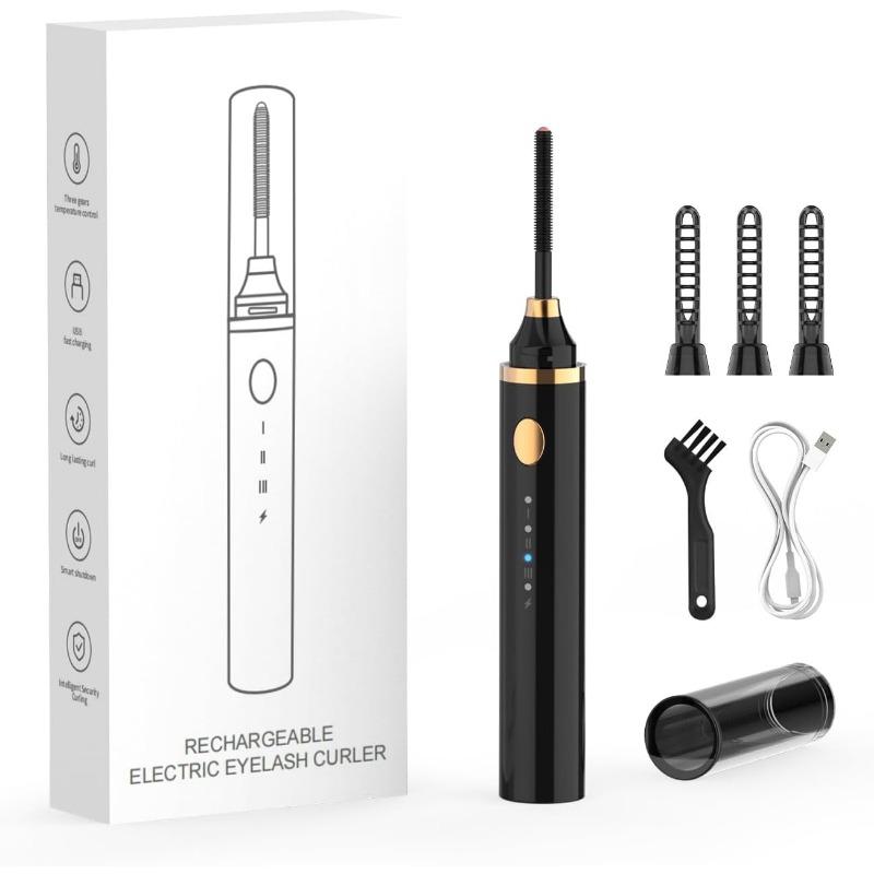 Подогреваемые щипцы для завивки ресниц, новинка 2024 года, 360° нагреваемая щеточка для ресниц, перезаряжаемая, с 3 температурами и 5-секундным быстрым нагревом, 3-в-1 для глаз