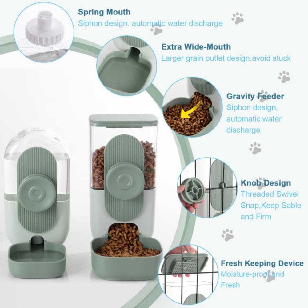 Pet Cage Hanging Feeder Automatic Feeder Water Fountain Food Container Dispenser for Puppy Cats Rabbit Hamsters
