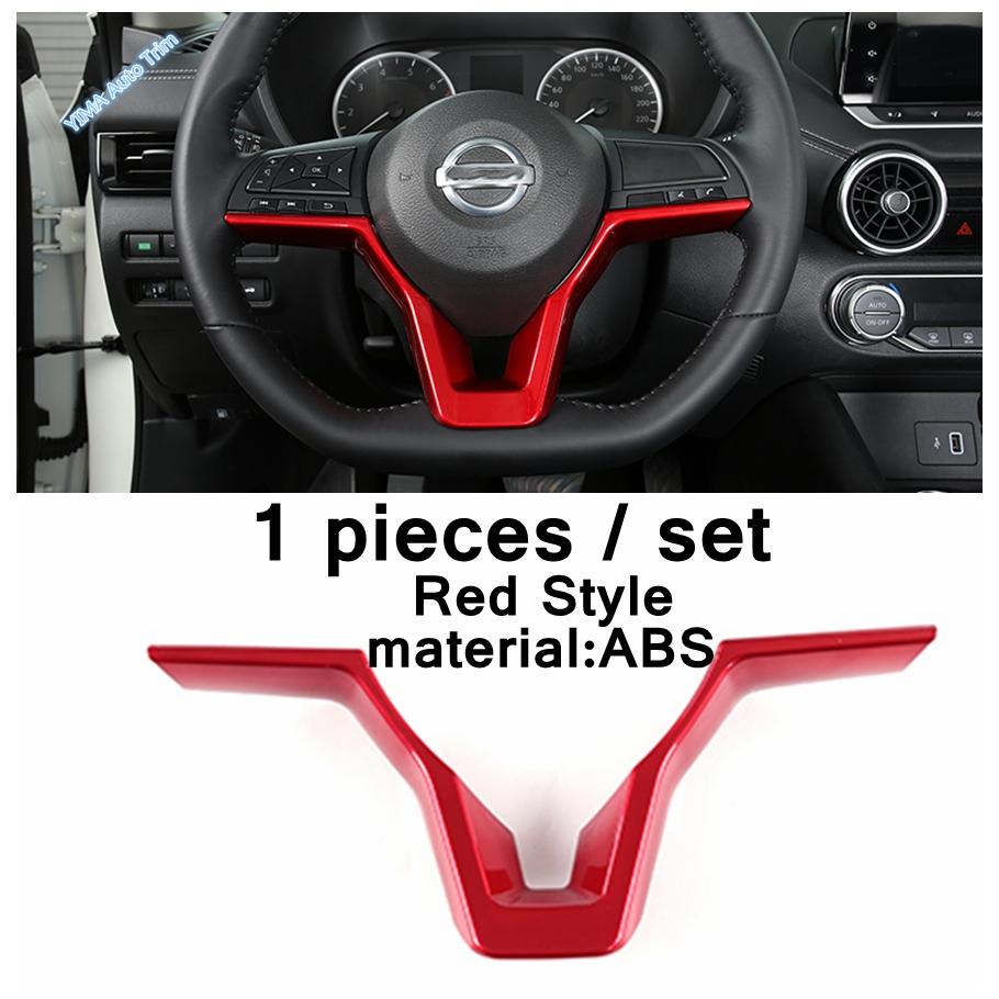Auto Steering Wheel Button Sticker Cover Trim ABS For Nissan Rogue T32 / X-Trail 2017 - Red / Carbon Fiber Look Accessories