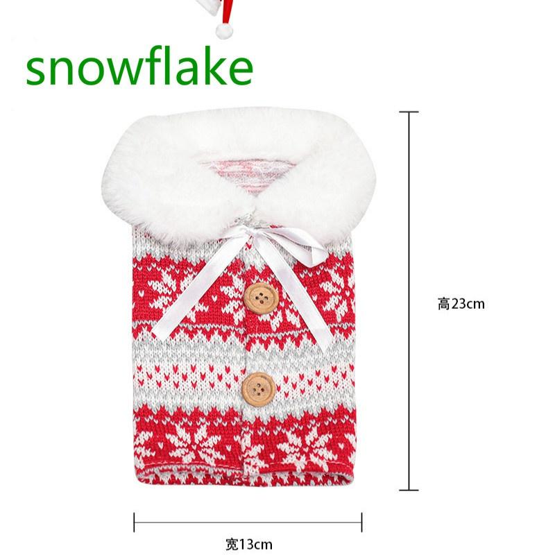 Christmas Snowflake Christmas Tree Knitted Moose Red Wine Bottle Set Christmas Decoration Christmas Wedding New Year Gift.