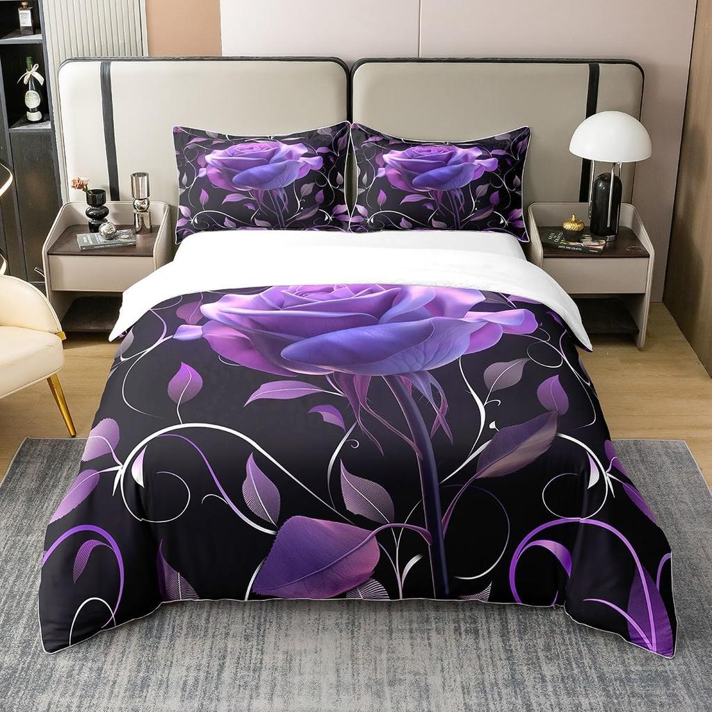 Butterfly Duvet Cover Queen King Size Flower Comforter Cover Set Butterflies Print Girl Butterfly Floral Bedding Set 3 Pcs